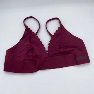 PINK Victoria's Secret Burgundy Scalloped Bonded Bralette Women's Size Small